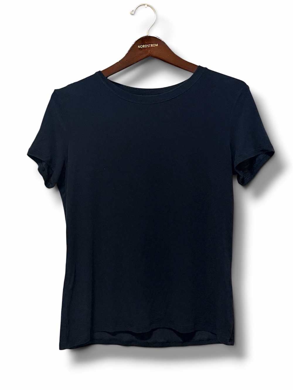 ALO modal blend black women's Tshirt, short sleeve, round neckline, sz M